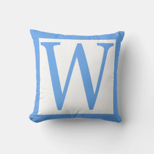 Letter W Baby Blue Border Cushion