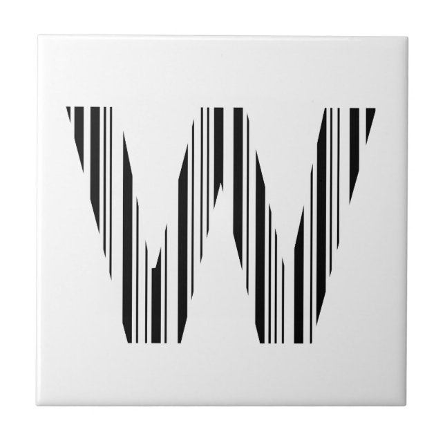 LETTER W BAR CODE First Initial Barcode Pattern Tile (Front)