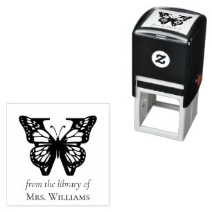 Letter W Butterfly Monogram From the Library Of Self-inking Stamp