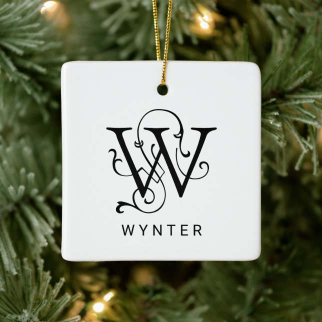 Letter W Elegant Monogram Christmas Ornament (Tree)