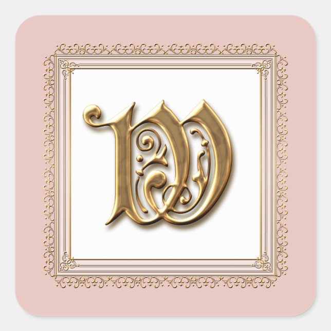 Letter W - Gold & Lace Classic Formal Wedding Seal (Front)