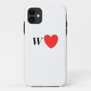 Letter W Heart - Valentine Initial Love Design iPhone 11 Case