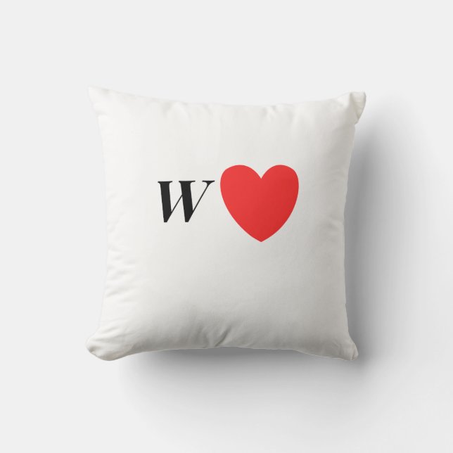 Letter W Heart - Valentine Initial Love Design Cushion (Front)