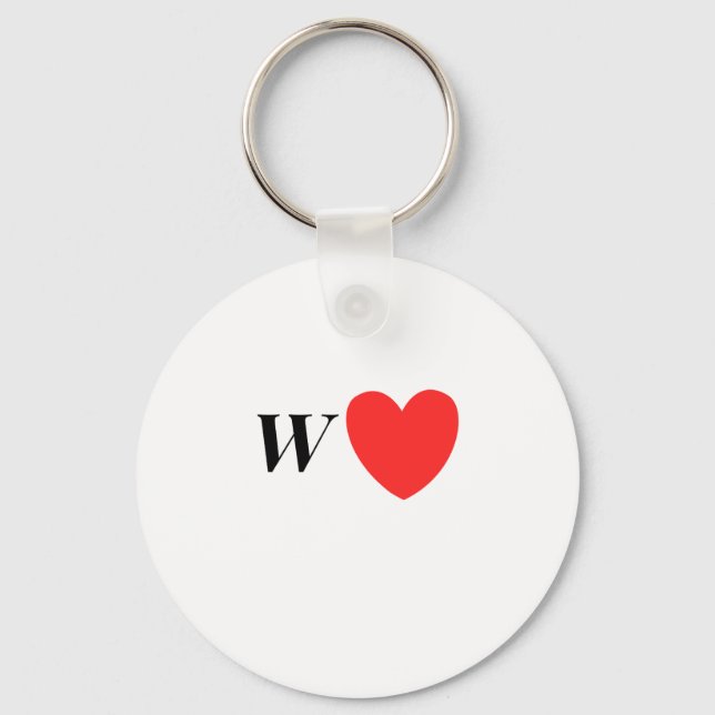 Letter W Heart - Valentine Initial Love Design Key Ring (Front)