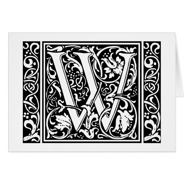 Letter W Mediaeval Monogram Art Nouveau (Front Horizontal)