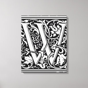Letter W Mediaeval Monogram Art Nouveau Canvas Print