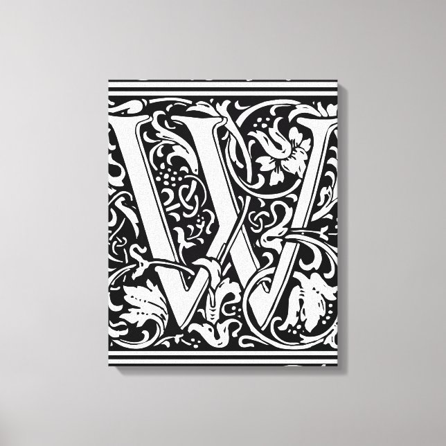Letter W Mediaeval Monogram Art Nouveau Canvas Print (Front)