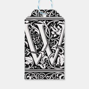 Letter W Mediaeval Monogram Art Nouveau Gift Tags