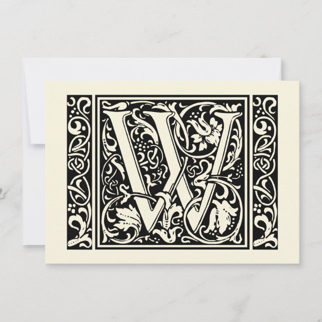 Letter W Mediaeval Monogram Art Nouveau Invitation (Front)