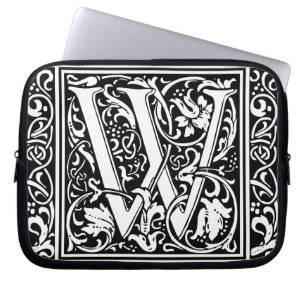 Letter W Mediaeval Monogram Art Nouveau Laptop Sleeve
