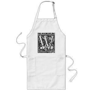 Letter W Mediaeval Monogram Art Nouveau Long Apron