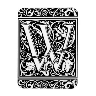 Letter W Mediaeval Monogram Art Nouveau Magnet