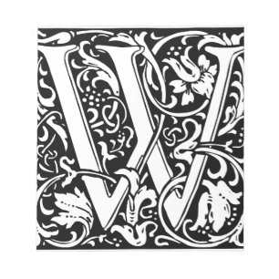 Letter W Mediaeval Monogram Art Nouveau Notepad