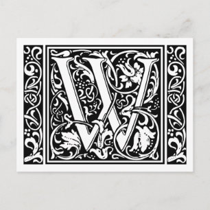 Letter W Mediaeval Monogram Art Nouveau Postcard
