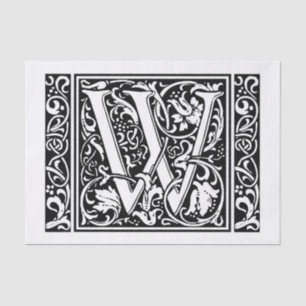 Letter W Mediaeval Monogram Art Nouveau Tissue Paper