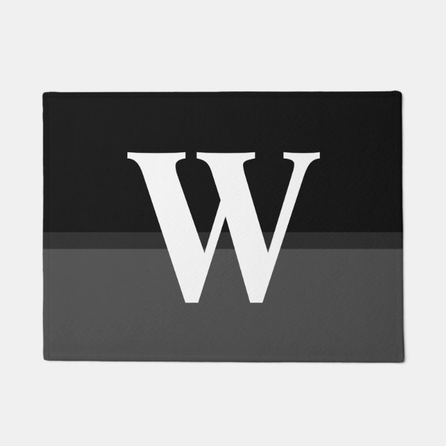 Letter W Monogram Black Grey Doormat (Front)