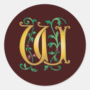 Letter W Monogram Classic Round Sticker