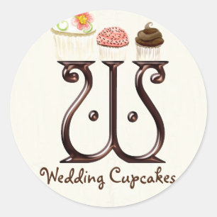 Letter W Monogram Cupcake Logo Business Stickers