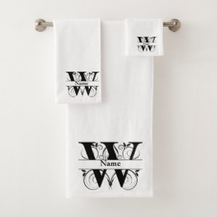 Letter W Monogram Initial Bath Gift Set
