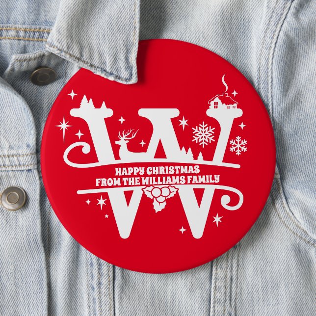 Letter W Monogram Initial Family Name Greeting  6 Cm Round Badge (In Situ)