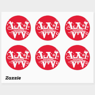Letter W Monogram Initial Family Name Greeting Classic Round Sticker