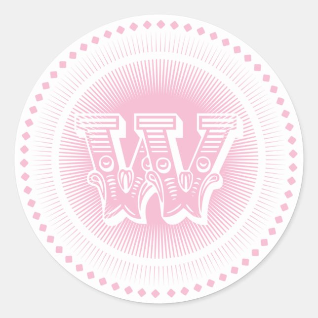 Letter W Monogram Round Stickers (Front)