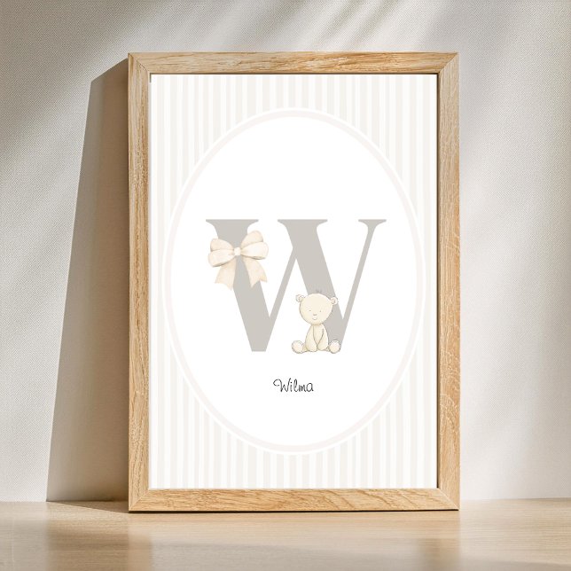 Letter W Nursery Wall Art - Custom Baby Name Print (Letter W Nursery Wall Art - Custom Baby Name Print)