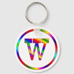 Letter W Rainbow Key Ring
