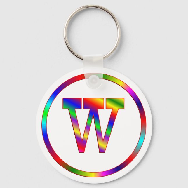 Letter W Rainbow Key Ring (Front)