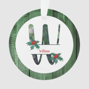 *~* Letter W  Rustic Christmas PHOTO Wood AP44 Ornament