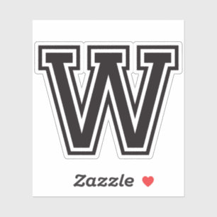 Letter W sporty college font alphabet