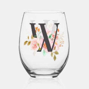 Letter W Stemless Wine Glass