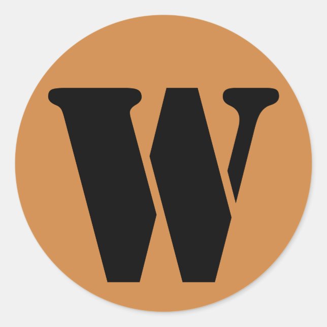 Letter W Stencil Alphabet by Janz Peru Gold Classic Round Sticker (Front)