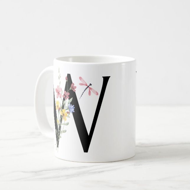 Letter W with flowers Coffee Mug (Front Left)