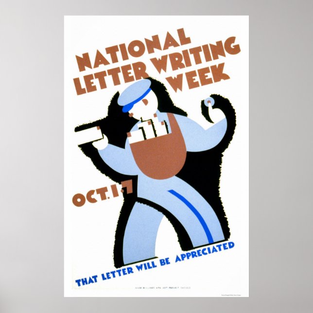 Letter Writing Week 1940 WPA Poster (Front)