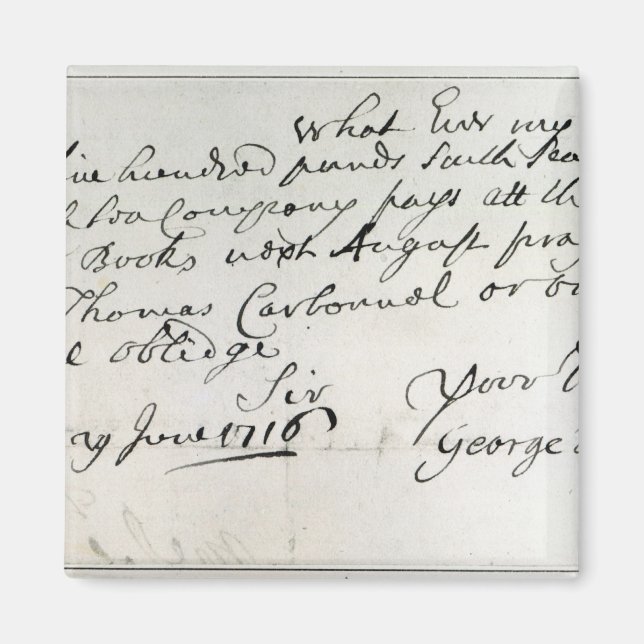 Letter written by Handel, June 1716 Magnet (Front)