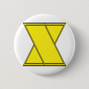 letter x 6 cm round badge