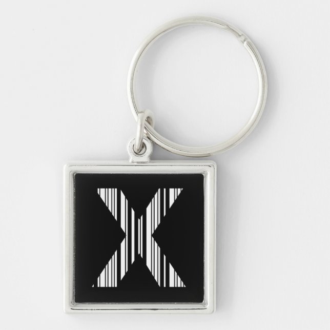 LETTER X BAR CODE First Initial Barcode Pattern Key Ring (Front)