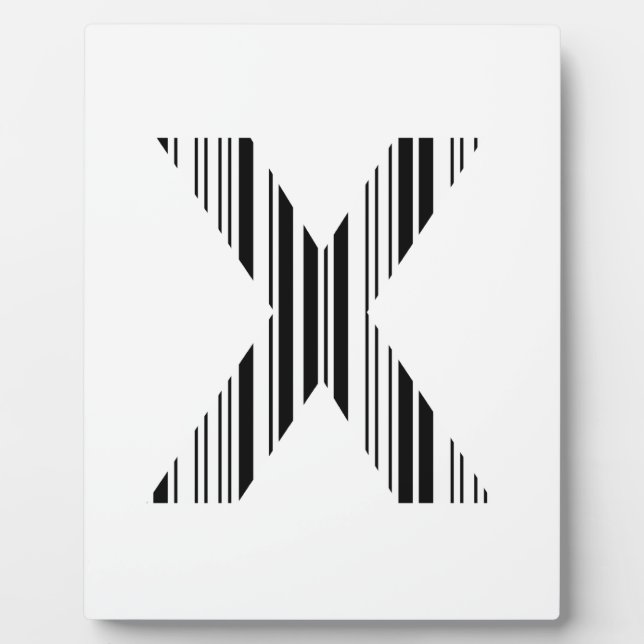 LETTER X BAR CODE First Initial Barcode Pattern Plaque (Front)