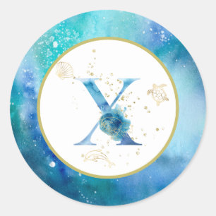 *~*  LETTER X  - Beach Nautical Envelope  Sticker