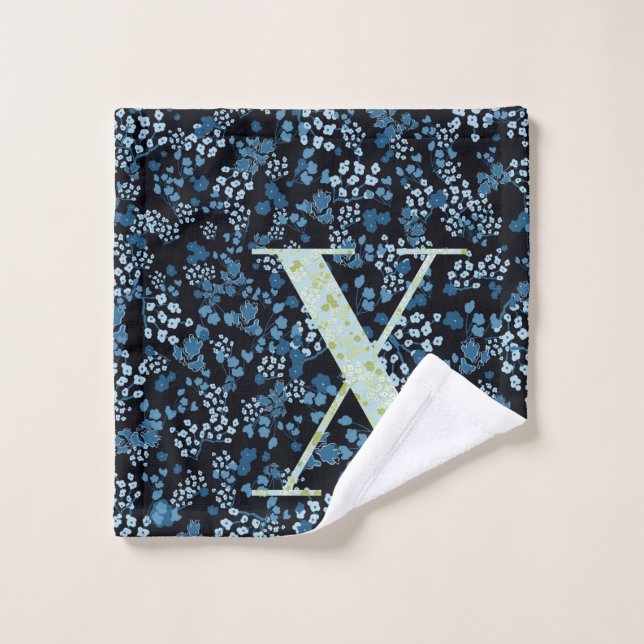Letter X blue and green liberty  Bath Towel Set (Wash Cloth)