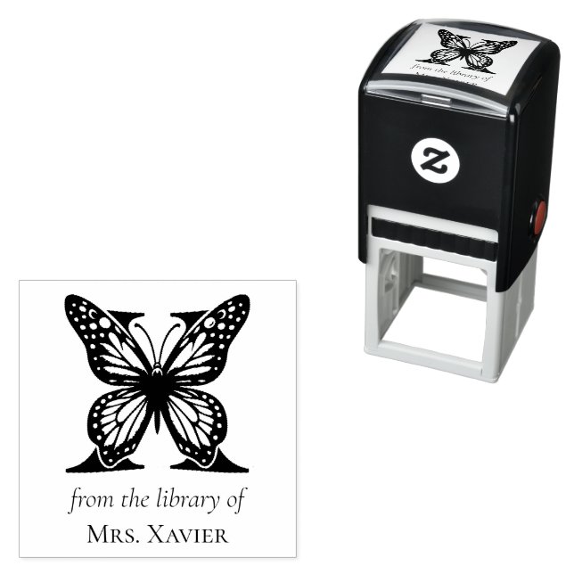 Letter X Butterfly Monogram From the Library Of Self-inking Stamp (In Situ)