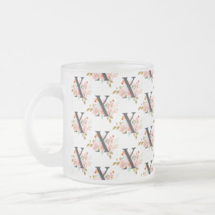 Letter X Frosted Glass Coffee Mug
