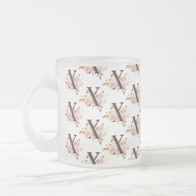 Letter X Frosted Glass Coffee Mug (Left)