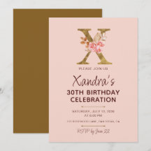 Letter X Gold Monogram Blush Pink Roses