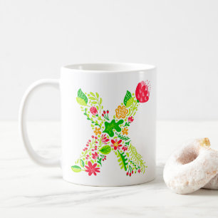 Letter X in Flowers Coffee Mug