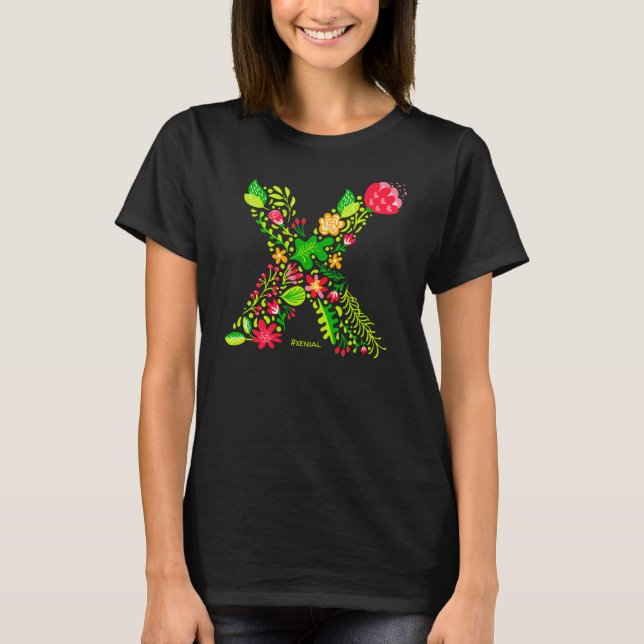 Letter x in Flowers T-Shirt (Front)