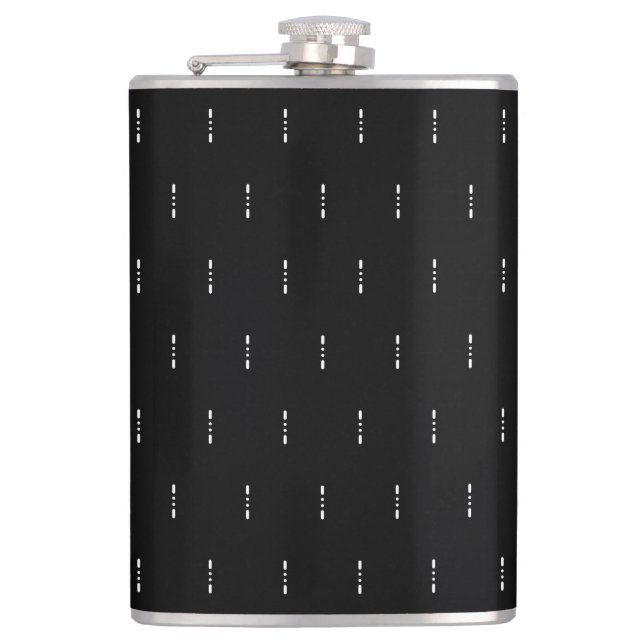 Letter X in White Morse Code Alphabet  Hip Flask (Front)