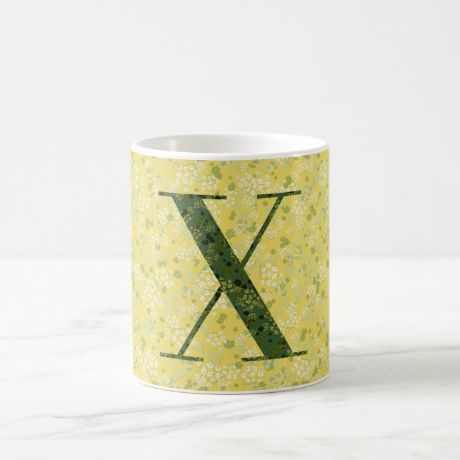 Letter X light yellow and dark green liberty Coffee Mug (Center)