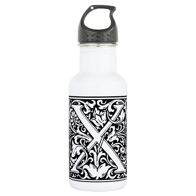 Letter X Mediaeval Monogram Art Nouveau 532 Ml Water Bottle (Front)